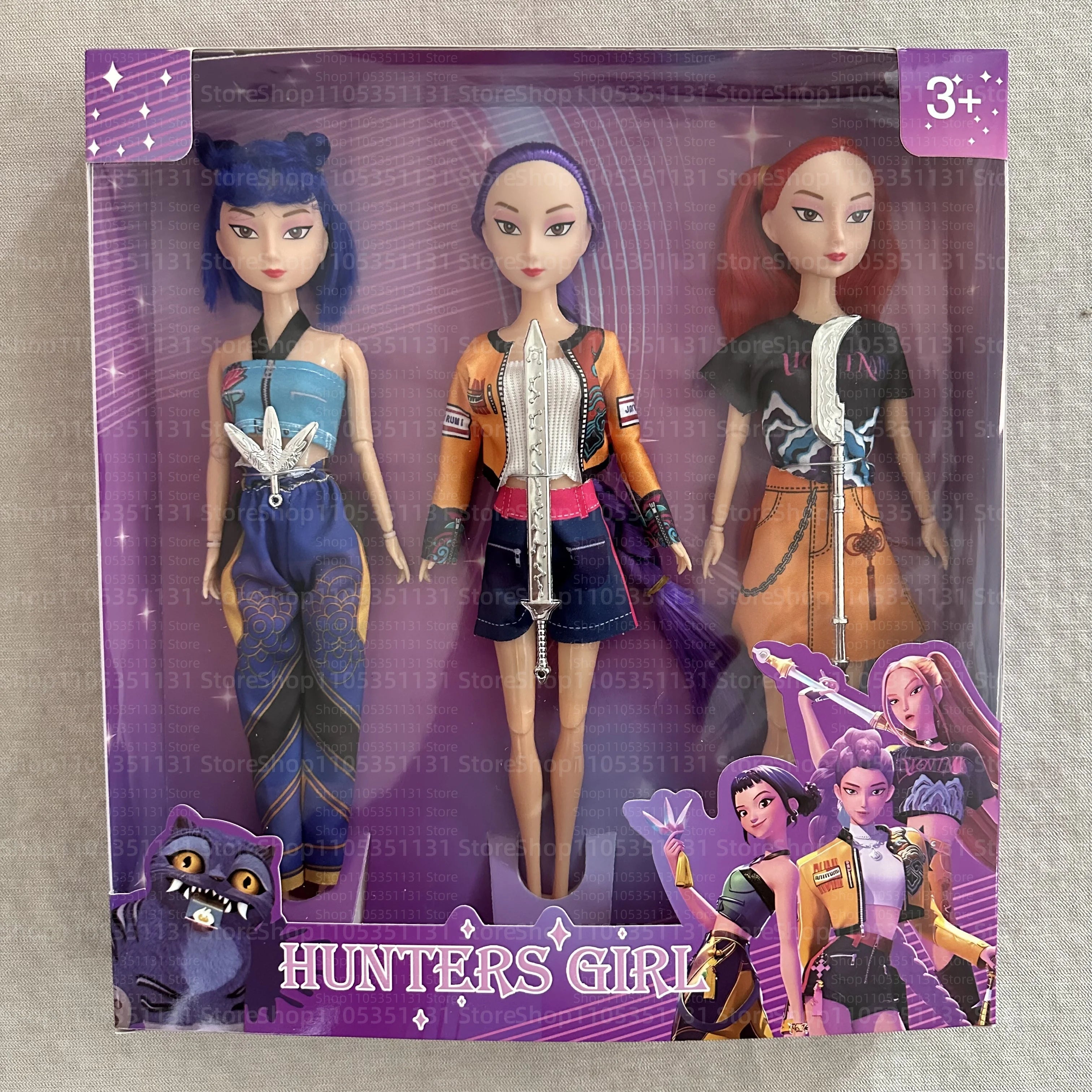 Kpop Rumi Mira Zoey Vinyl Doll Anime Hunters Girl 11 Inch Articulated With Theme Music Cute Toy 3PCS Set Gift for Kids Girl Fans