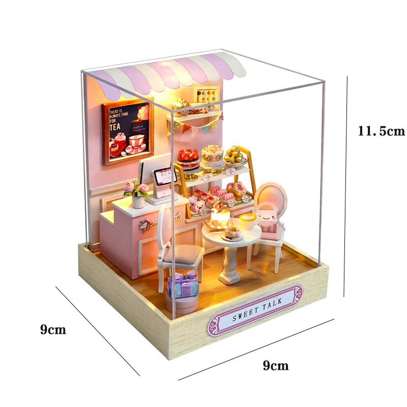 Wooden Miniature Doll House DIY Small House Kit Making Room Toys 3D Puzzle Assembly Building Model Toys for Birthday Gifts