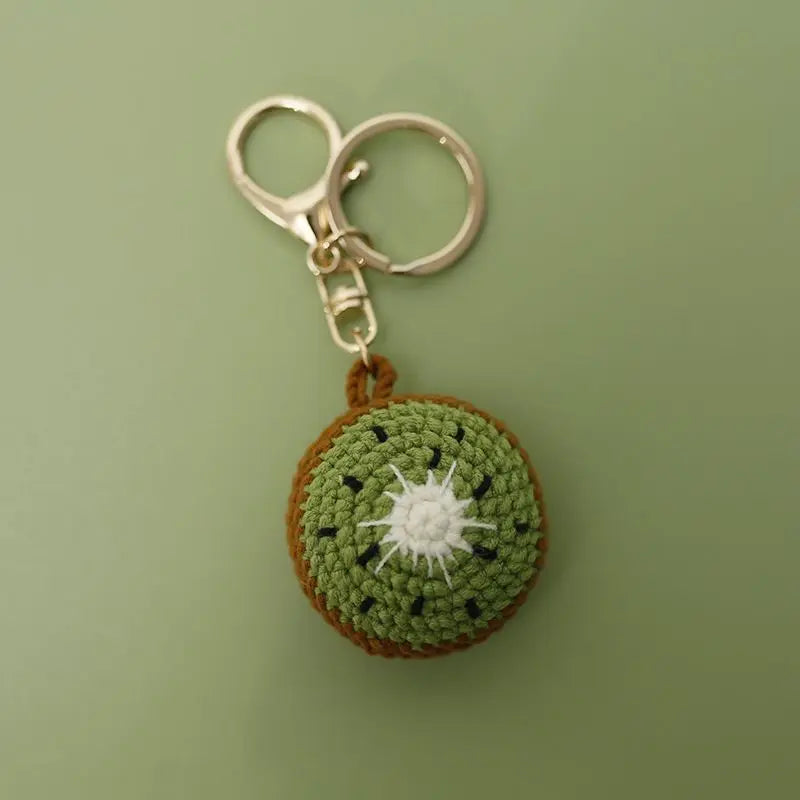 Cute Fruit Series Crochet Keychain Handmaking Knitted Strawberry Keyrings Cute Cherry Keyrings For Bag Pendant Custom Accessory