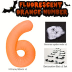 40 inch Orange Number 0-9 Balloon Halloween Horror Theme Birthday Balloon Set Spider Web Bat Festival Decoration Photo Props