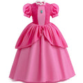 Peach Princess Costume For Girls Ball Gown Princess Dress Kids Cosplay Halloween Carnival Birthday Party Dress for 3-10 years
