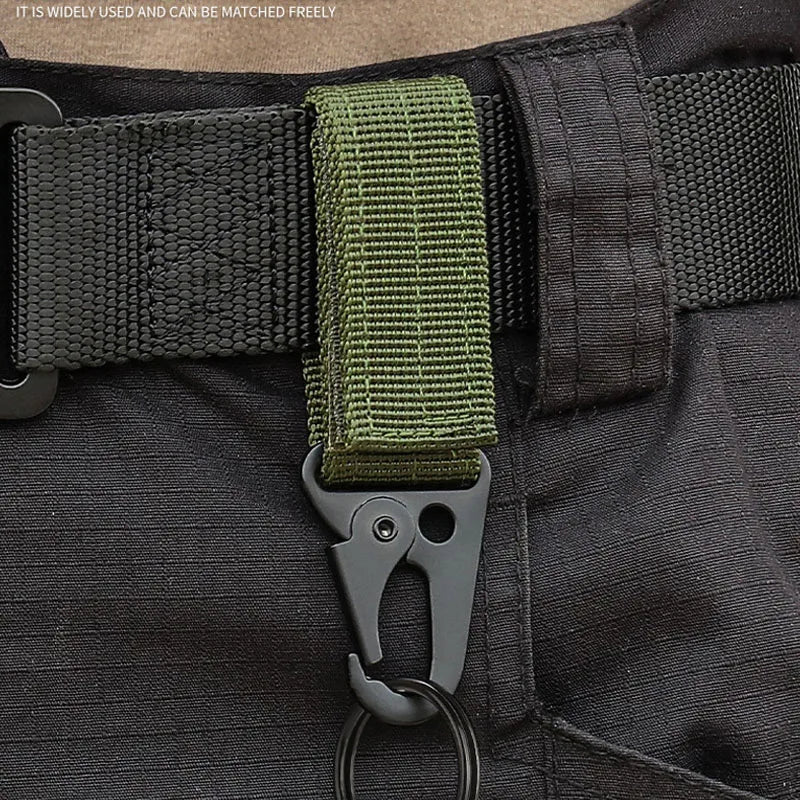 2/5 PCS.Tactical Hanging Buckle Molle Nylon Webbing Carabiner Belt Triangle Keychain for Outdoor Climbing Camping Tool Accessory