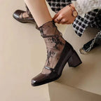 1/2 Pairs Thin Socks Women Summer Ultra Breathable Transparent Lace Socks Lolita Soft Sexy White Ins Mid Socks Fishnet Woman
