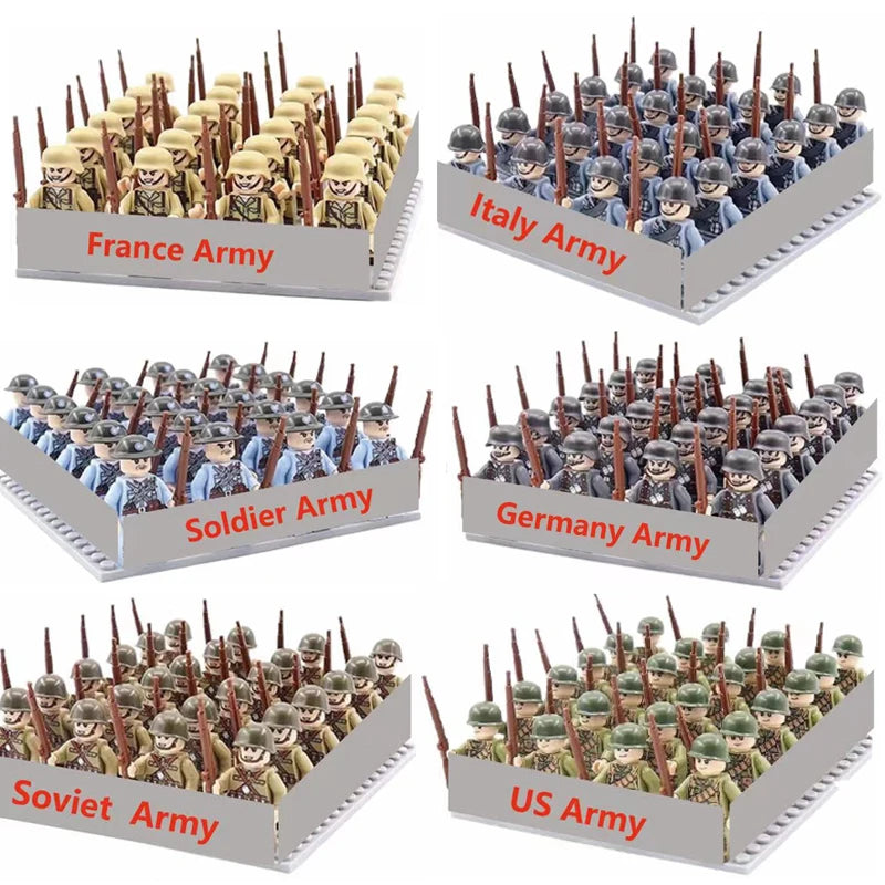 40/set World War II military building blocks National army soldier Character weapon assembly building block Children's toy gifts