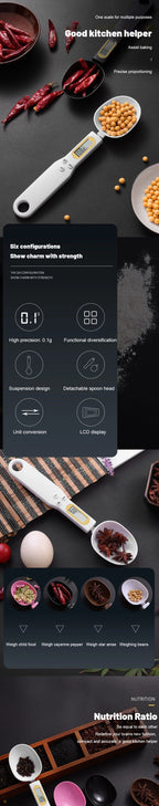 LCD Digital Measurement Adjustable Weighing Spoon Kitchen Scale Electronic Measuring Spoon Coffee Powder Scale Baking Scale