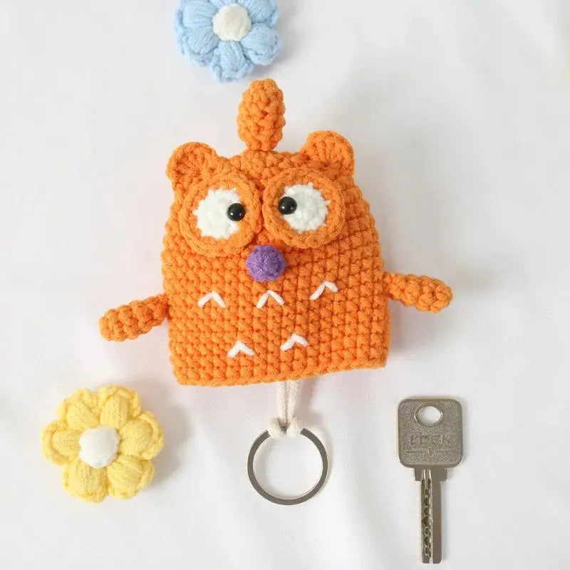 Cute Crochet Cactus Keychain For Keys Storage Bag Keyring Knitting Ladybug Bag Keyrings Wholesale Custom Car Keychain Accessory