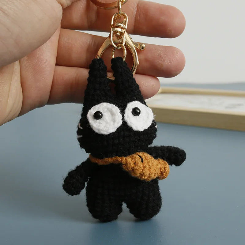 Exquisite Kitten Doll Crochet Keychain For Bag Pendant Knitted Small Cat Doll Keyrings Cute Kitten Keychain Custom Accessories
