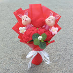 Anime Winnie the Pooh Pig Elephant Handmade Flower Bouquet Plush Doll Wedding Graduation Valentine Christmas Birthday Gifts