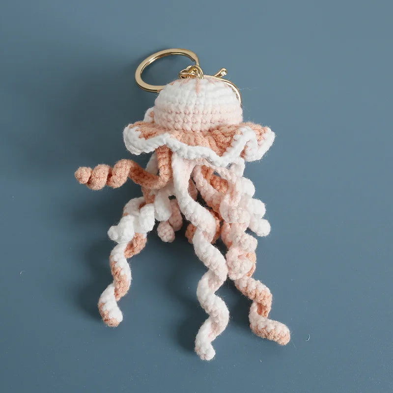 Funny Shrimp Doll Crochet Keychain Handmaking Clown Fish Knitting Keyrings Cute Shrimp Keyrings Bag Pendant Custom Accessories