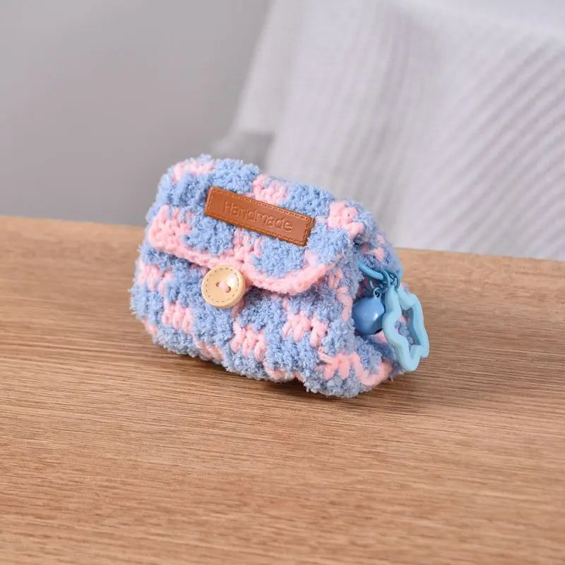 Colorful Knitted Coin Bag Keychains Mini Crochet Bag Keyring Handmake Knitting Storage Bag Keychain Keys Holder Custom Accessory