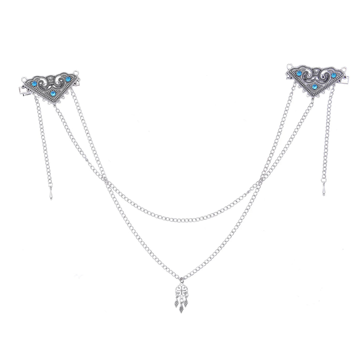 Retro Silvery Alloy Hollow Moon Pendant Forehead Headpiece for Women Boho Ethnic Indian Hippie Party Hair Accessories Jewelry
