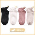 4 Pairs Lot Fashion Socks Women 2026 New Spring Cotton Color Novelty Girls Cute Heart Embroidery Casual Funny Ankle Socks Pack