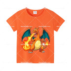 Pokemons Cotton T-Shirt Pikachu Eevee Cartoon Anime Tees Classic Game Fashion Printed Tops Summer Breathable Casual Clothes Gift