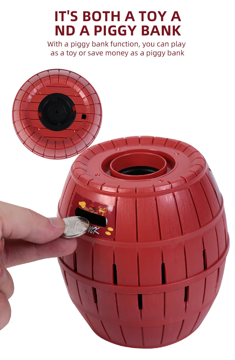 Prank Pirate Bucket with Sword, Shark Attack Bucket, Finger-Biting Table Toy.