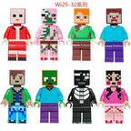 8pcs/lot Minecrafte Creeper Small Building Blocks EnderDragon DIY Steve Cube Skeleton Horse Figures Mini Building Block For Kids