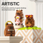 "Cute Capybara Block Figure - Desktop Decor Model with Orange Accessory | Meme Lover's Collectible"
