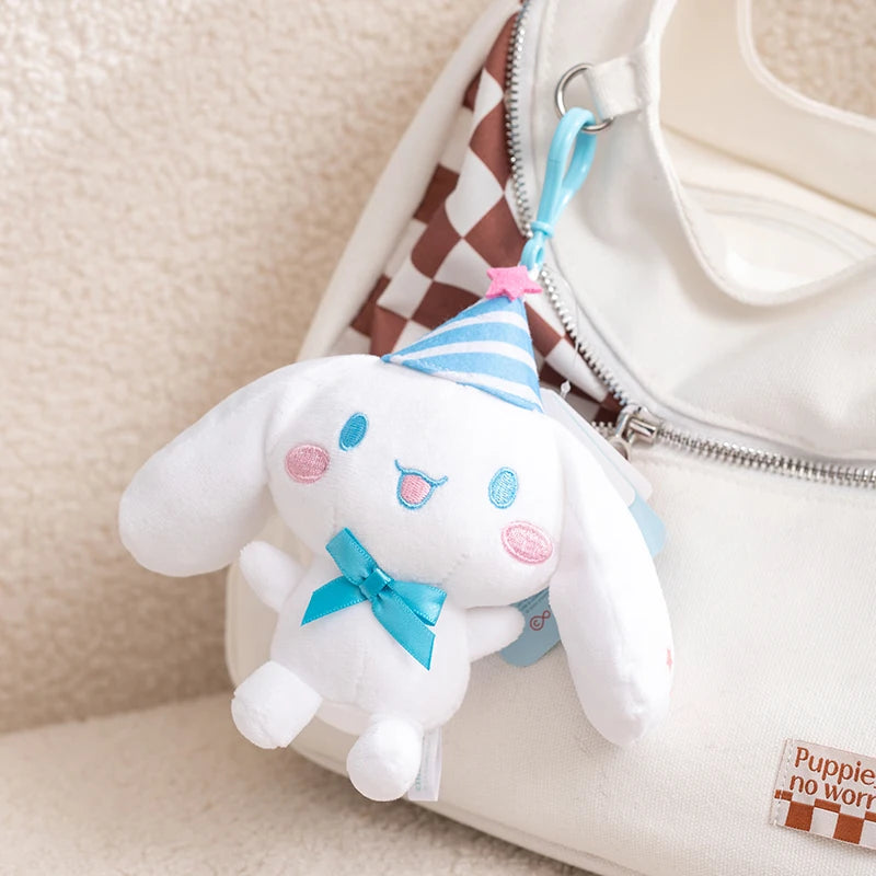 Sanrio Happy Cinnamoroll Plush Pendant Bag Accessories Plush Keychain Girls Backpack Car Phone Hanging Plush Keyrings