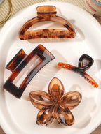 4Pcs Autumn Winter Burgundy Bow Square Flower Hair Claw Clips for Women MultiStyle Red Fashion Hair Accessories Headwear Hairpin