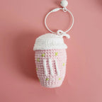 Creative Coffee Cup Crochet Keychain For Bag Pendant Cute Knitting Cup Keyrings Handmaking Knitted Keychains Custom Accessories