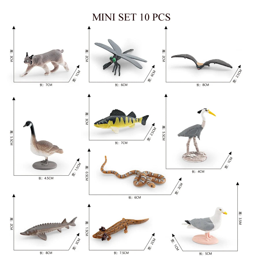 Simulation Mini  Farm Poultry Puppy Crocodile Pegasus Monkey Bird Wildlife Figurine Animal Model Sets Education Kid Toys