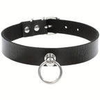 Gothic Punk Pu Leather Choker With O-Ring - Adjustable Collar Necklace For Women, Perfect For Halloween & Everyday Wear