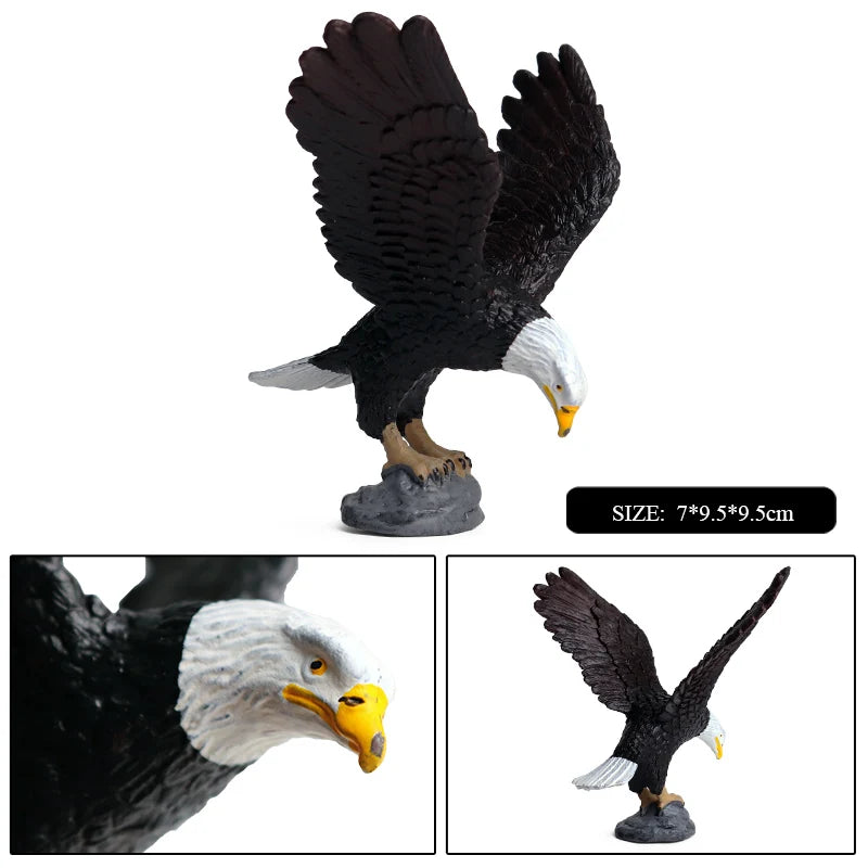 Oenux Wild Bird Animals Forest Night Eagle Condor Figurines PVC Action Figure Garden Decoration Education Miniature Toy Kid Gift