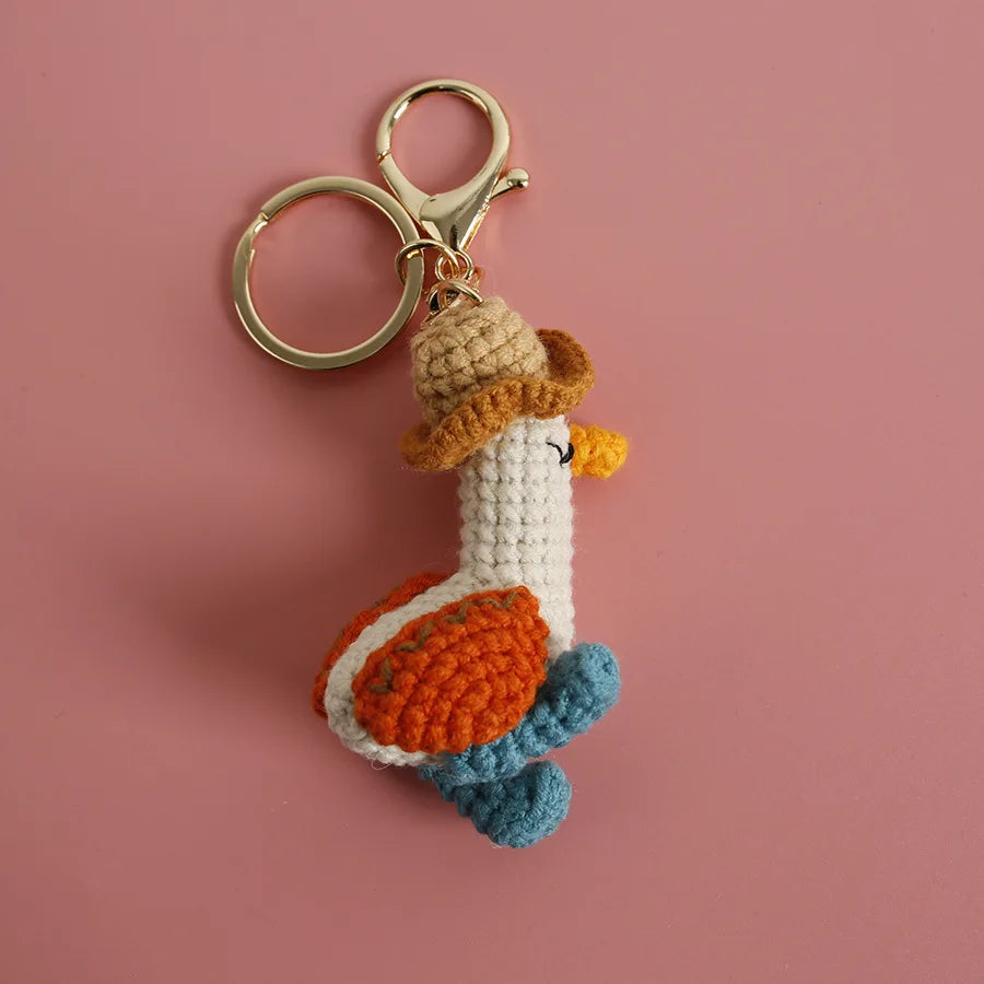 Funny Sheep Doll Crochet Keychains Custom Crochet Cartoon Animal Doll Series Keyring Knitting Bee Doll Cute Keychain Wholesale