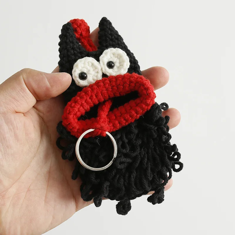 Cute Fruit Series Sausage Mouth Doll Crochet Keychains Custom Knitting Bag For Car Keys Holder Funny Doll Bag For Keys Storage