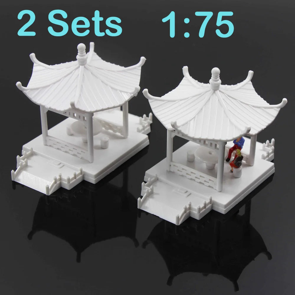 GY01 2 Sets Pavilion Model Gloriette Chinese Construction Educational 1:100 1:75 1:160 Railway Modeling