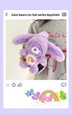 Cute Carebears Plush Keychain Rabbit Hat Key chain Rainbow Bear Doll Schoolbag Doll Birthday Gift Room Decor
