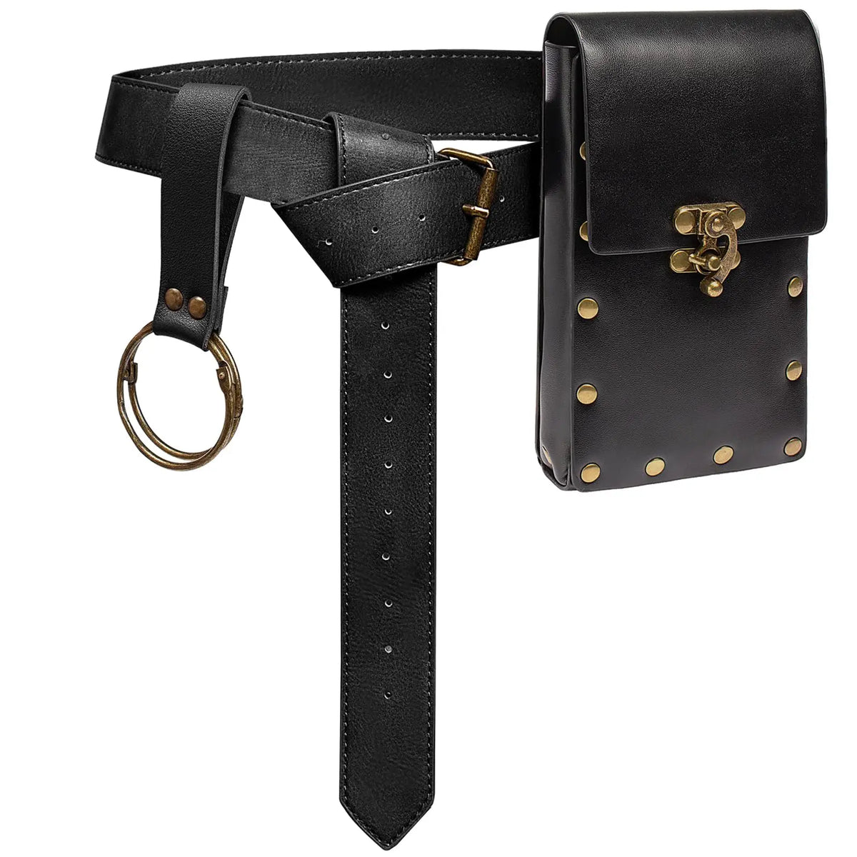 4PCS/1PCS MedievalCosplayLeather Belt Copper Coin Waist Bag Renaissance Dress Steam Belt Role Playing Halloween Belt Set Cosplay