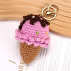 Handmaking Crochet Ice Cream Keyrings Wholesale Sweet Ice Cream Cone Series Crochet Keychain For Bag Pendant  Custom Accessories