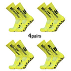 4Pairs/Lot 2024 New ANTI SLIP Tapedesign Football Socks Mid Calf Non-Slip Soccer Sport Cycling Sports Mens Sock EU38-45
