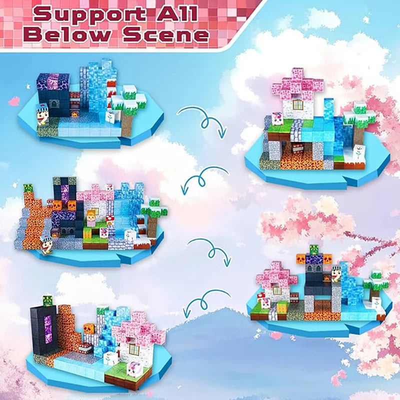 100-300pcs Magnetic Tiles Building Blocks Set,My World Figures Bricks, STEM Educational Toys for Kids Ages 3-10,Boys Girls Gifts