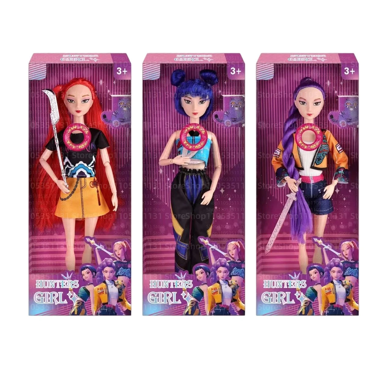 Kpop Rumi Mira Zoey Vinyl Doll Anime Hunters Girl 11 Inch Articulated With Theme Music Cute Toy 3PCS Set Gift for Kids Girl Fans