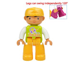 Big Size Figures Building Block Doll Family Farmer Pirate Worker Doctor Policemen Large Brick Compatible Build House Duploes Toy