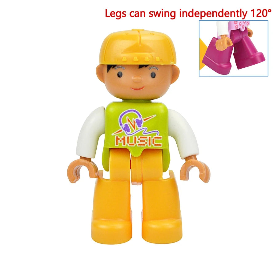 Big Size Figures Building Block Doll Family Farmer Pirate Worker Doctor Policemen Large Brick Compatible Build House Duploes Toy