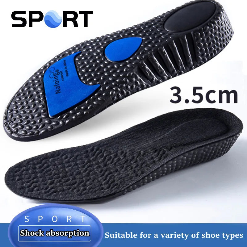 1Pair Height Increase Insoles for Feet PU Memory Foam Shoes Pad Breathable Orthopedic Heel Lift Insole for Sport Running Care