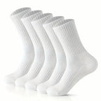5/10/20 Pairs Neutral Solid Color Round Neck Socks Spring Summer Sweat Absorbing Breathable Comfortable All-season Sports Socks