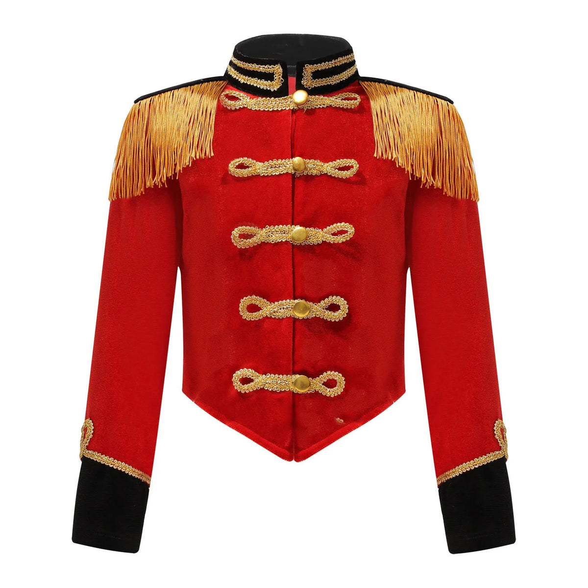 Girls Boys Halloween Nutcrackers Costume Set Drum Trumpet Team Tassel Jacket Coat Hat for Drummer Performance Circus Ringmaster