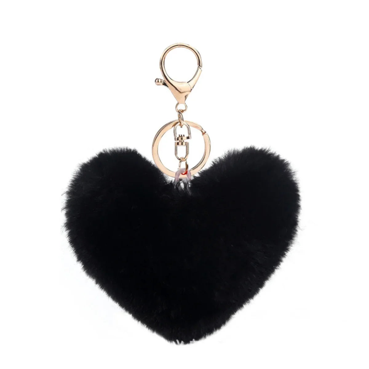 Heart Plush Pompom Keychain Set | Leopard Print Love Hair Ball | High-Quality Fluffy Faux Fur for Car Keys Bags Gifts