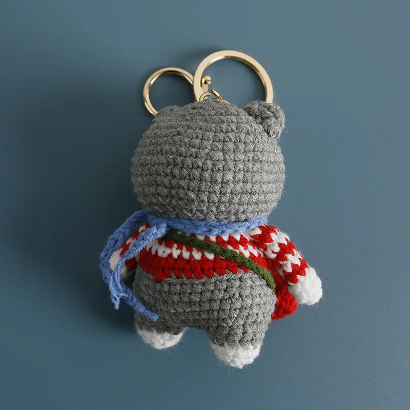 Exquisite Kitten Doll Crochet Keychain For Bag Pendant Knitted Small Cat Doll Keyrings Cute Kitten Keychain Custom Accessories