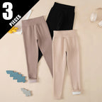 3/1 Piece Set For Autumn And Winter Children Solid Color Medium High Waist Thick Leggings Boys And Girls Fleece Warm Casual Pant