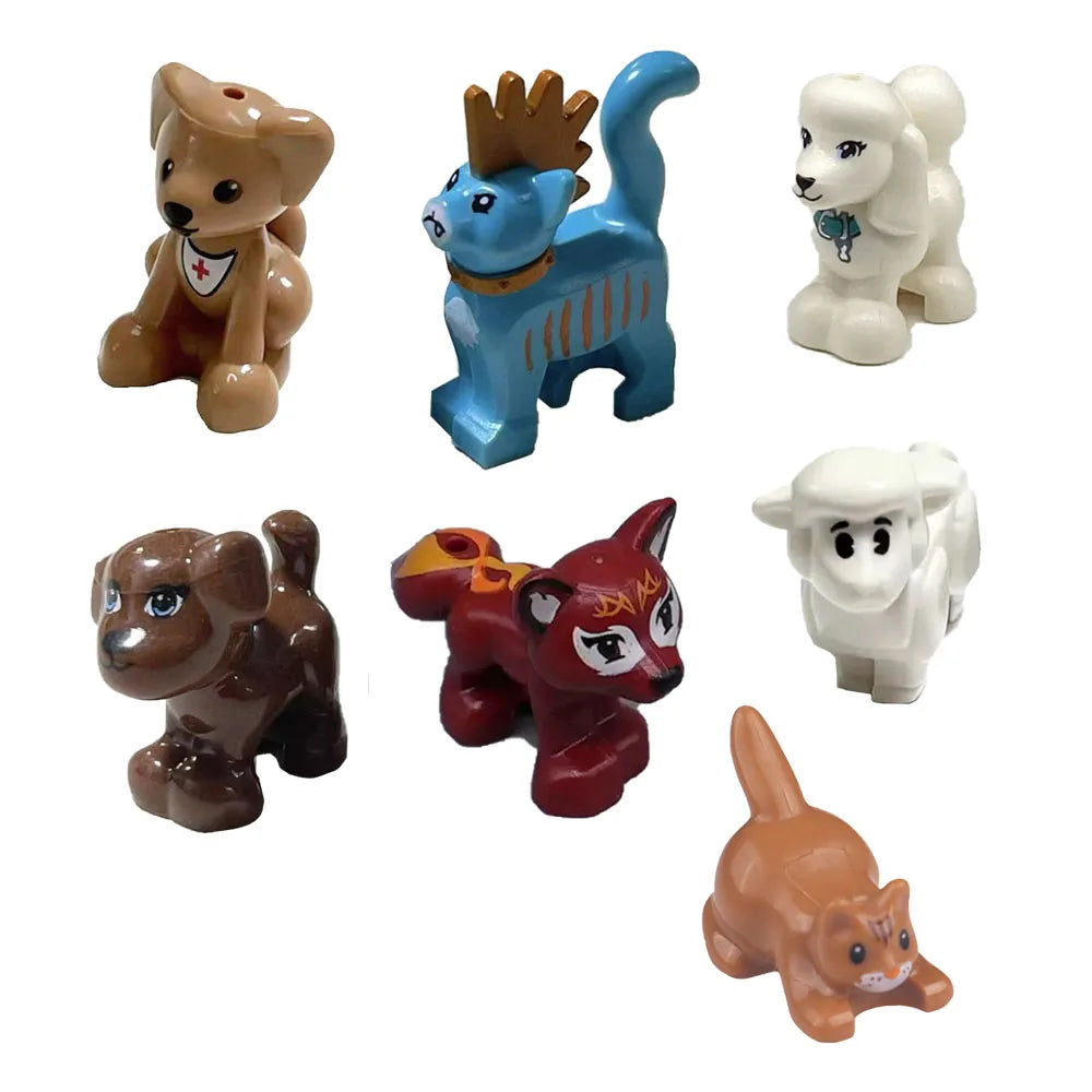 MOC Animal Scene Building Blocks Zoo Ducks Cat Dog Penguin Eagle Dove Wolf Bear Deer Shark Snake Mice Sheep DIY Toys Bricks K055