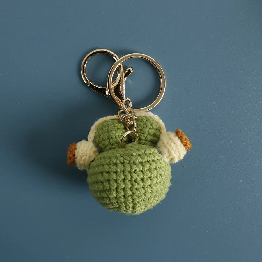 Cute Frog Doll Crochet Keychain Funny Frog Doll Keychain Pendant Handmaking Knitted Frog Keyring Wholesale Custom Accessories
