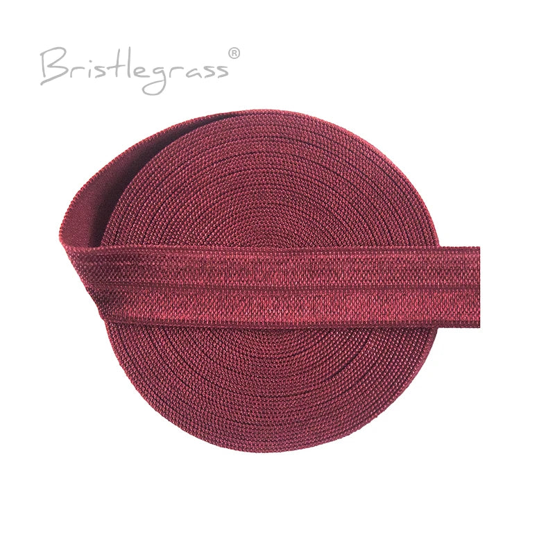 BRISTLEGRASS 2 5 10 Yard 5/8" 15mm Solid FOE Shiny Fold Over Elastic Spandex Satin Band Hair Tie Headband Dress Sewing Lace Trim