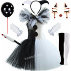 The Clown Costume Terrifier Art Girl Black White Fancy Tutu Dress Horror Joker Dress for Girls Halloween Carnival Party Costumes