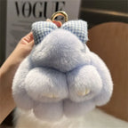Plush Key Chains Bag Hanging Pendant Car Key Ring Mini Rabbit Hair Bow Bag Strap Cute Bunny Couple Keychain