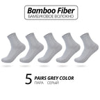 5 Pairs Bamboo Fiber Men's Socks Classic Business Crew Socks Spring Autumn Casual Comfortable Breathable Compression Bamboo Sox
