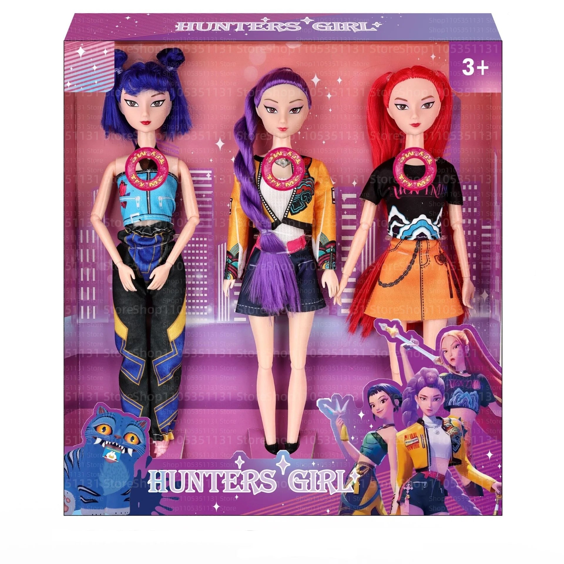 Kpop Rumi Mira Zoey Vinyl Doll Anime Hunters Girl 11 Inch Articulated With Theme Music Cute Toy 3PCS Set Gift for Kids Girl Fans